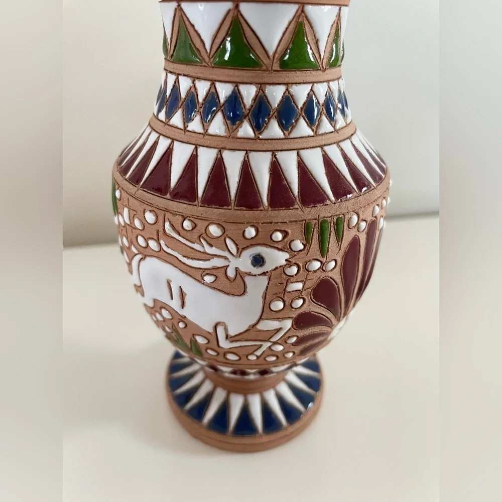 Handcrafted Greek Mythology Multicolor Pottery Home Decor Vase